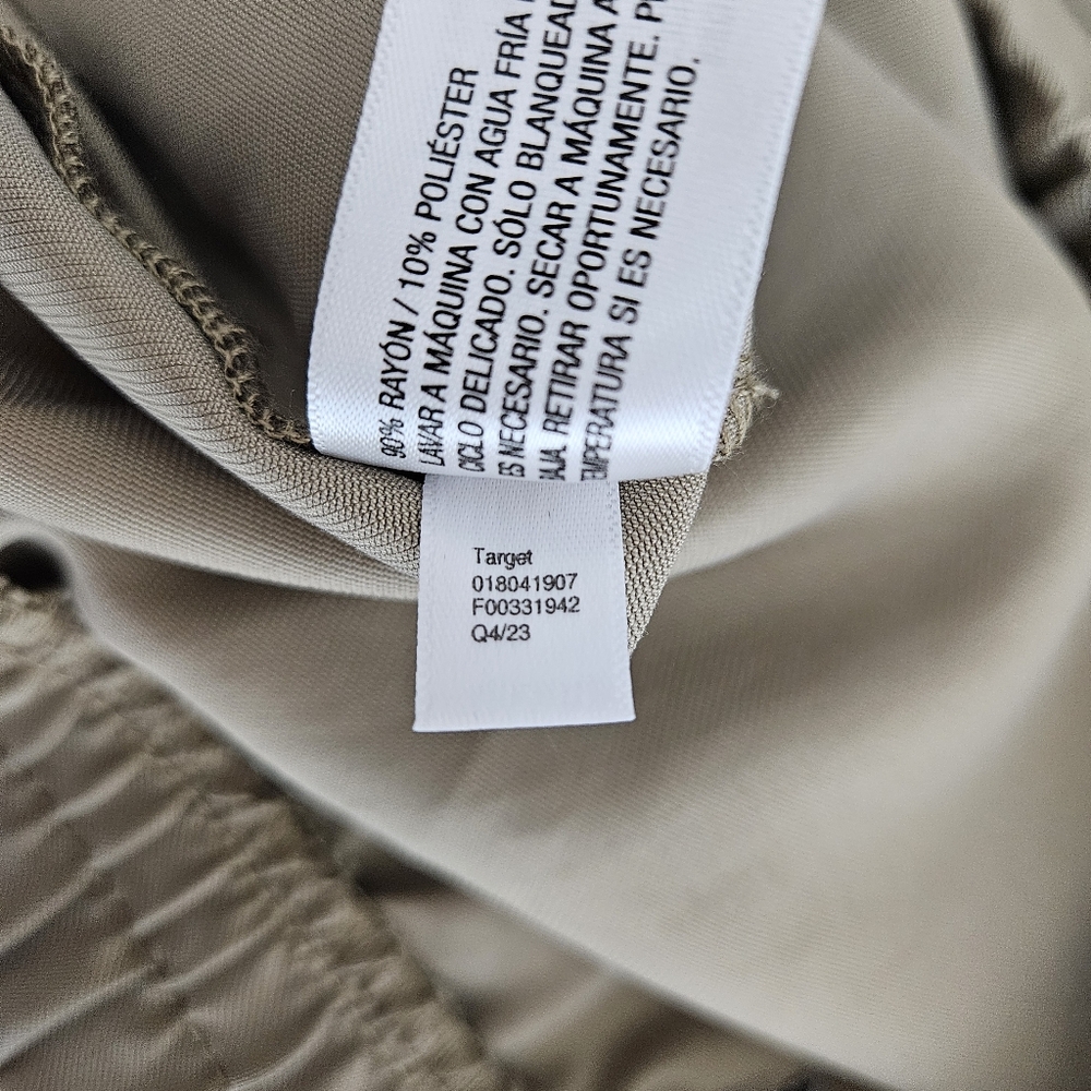 A New Day Wide Leg Cargo Pants Khaki High Rise Stretch Waist Pull On Small - Picture 6 of 6